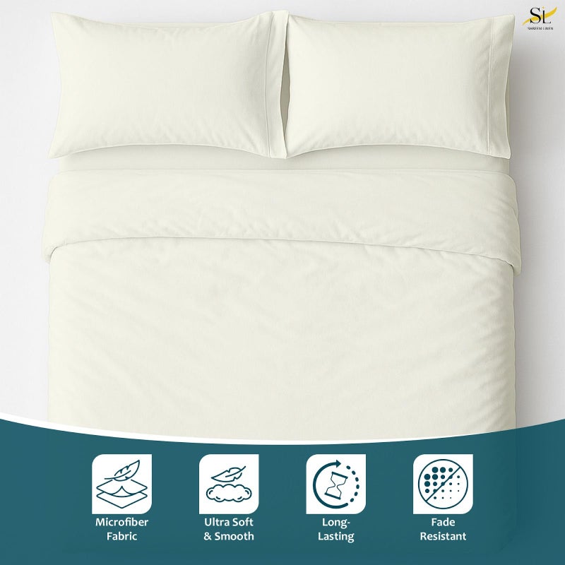 Shreem Linen Luxury 4 Piece Microfiber RV Sheet Set, Deep Pocket Fits Up to 10 inch, Soft, Wrinkle-Resistant, Camper, Travel Trailer Bedding, 3/4 Full Bunk 48x75, Ivory - Image 3